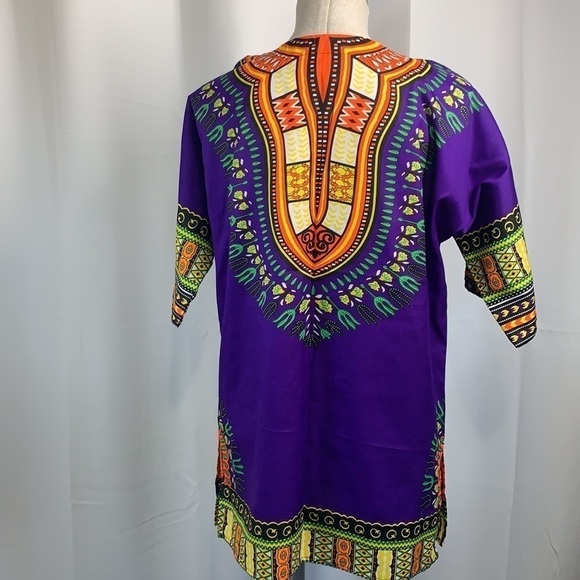 Xpress Unisex Cotton/Polyester Blend Global Tunic - Purple/Green/Orange, SzS - Picture 4 of 10